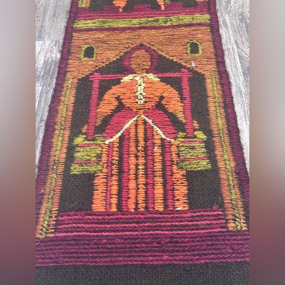 Vintage Polish Folk Art Handwoven Wool Kilim Wall Tapestry - Picture 6 of 7